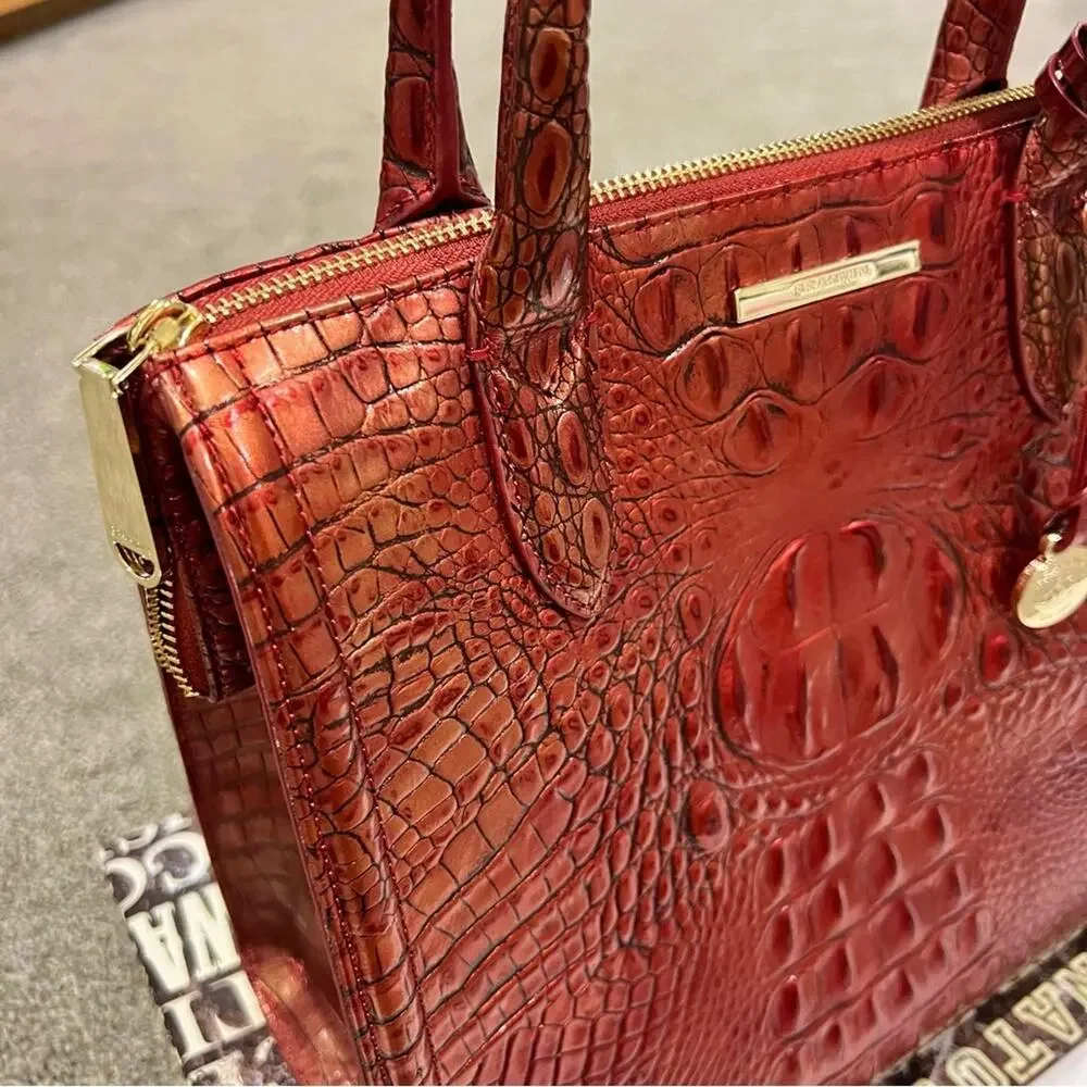 Brahmin Caroline Satchel Red Dragon Melbourne Leather Bag - Picture 3 of 11